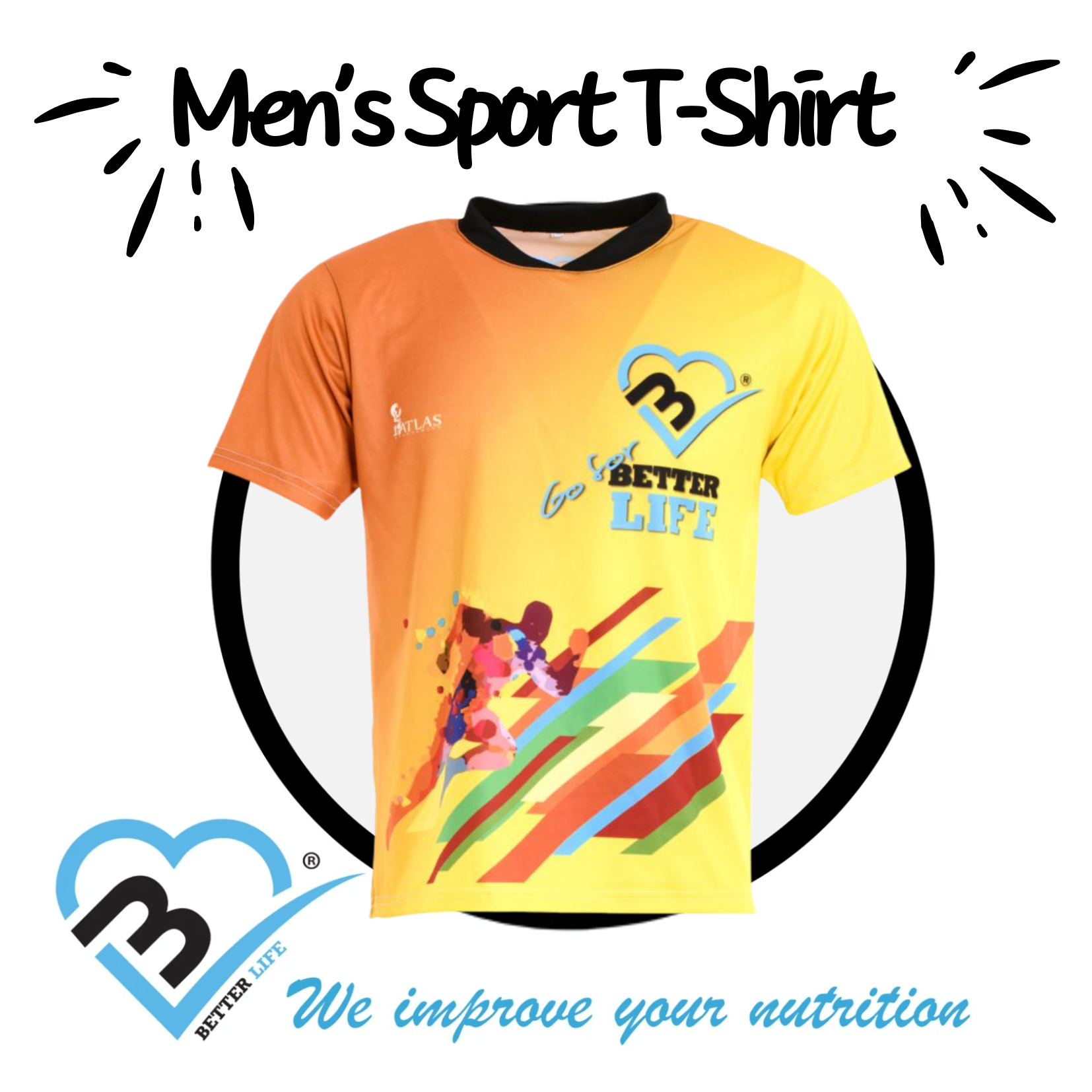 yellowbetterlifet-shirtpng Αντρικό Αθλητικό Μπλουζάκι BL Yellow - Image 1
