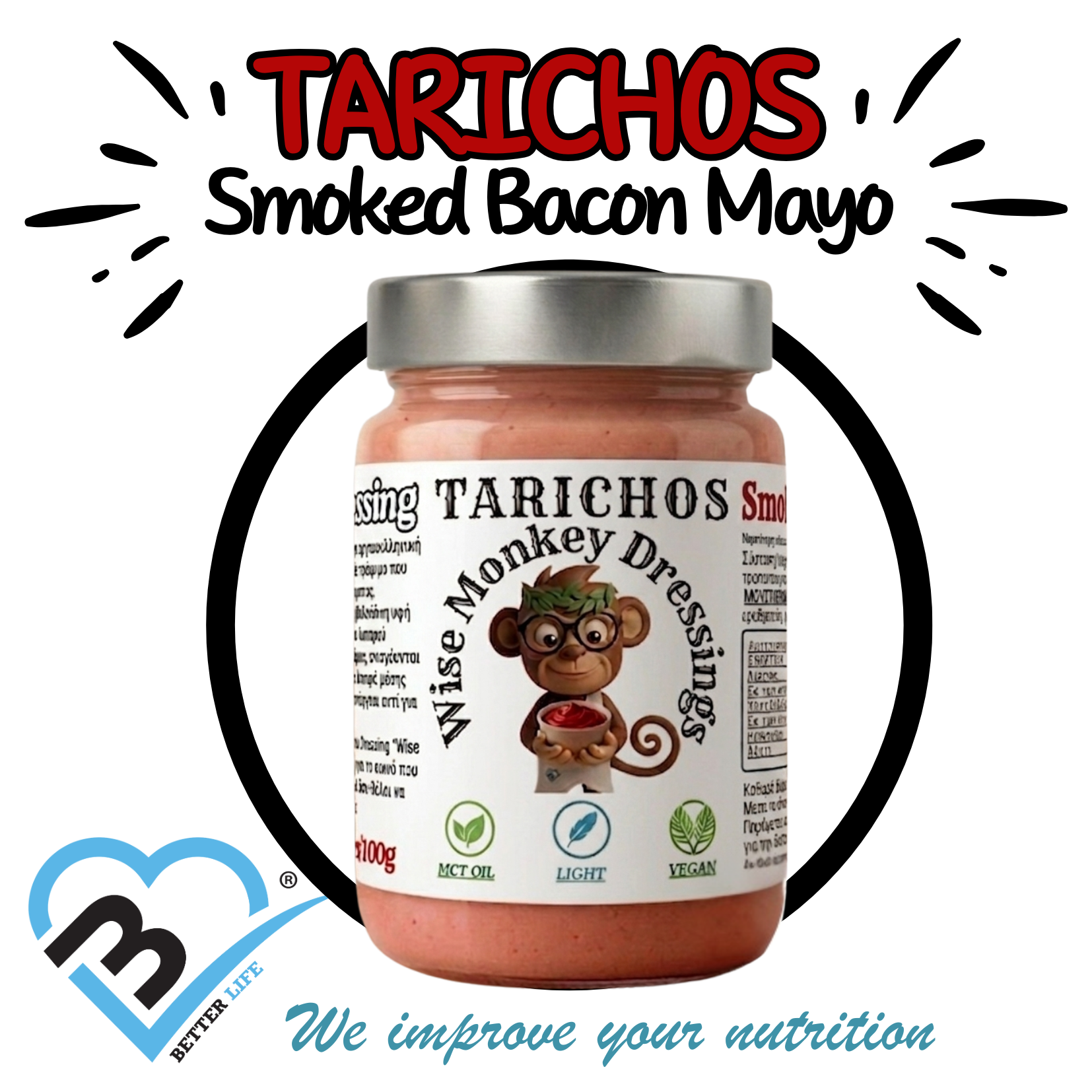 1TARICHOS Tarichos Wise Monkey Dressing 280g. Smoked Bacon Flavour. - Image 1